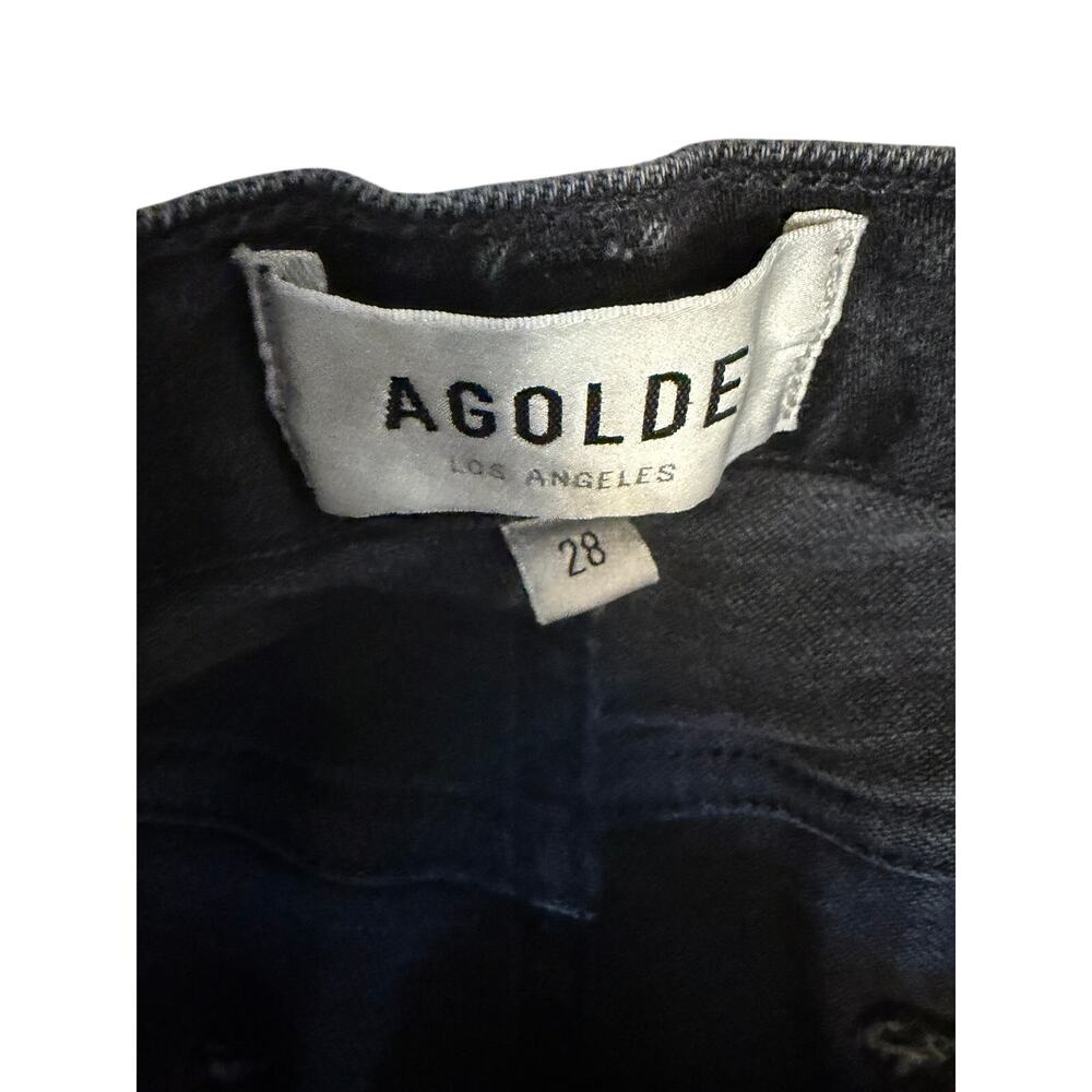 AGOLDE Nico High Rise Slim Jeans 28 | Washed Black | 5-Button Fly | Knee Rip - Picture 8 of 10